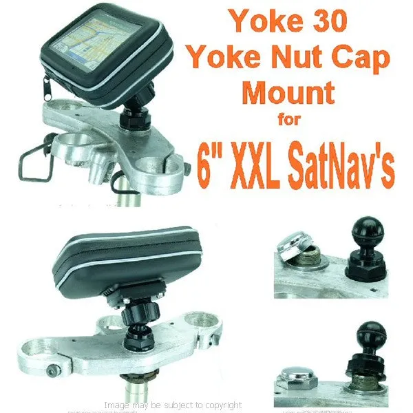 Yoke 30 - 6inch XXL Screen GPS Satnav Motorcycle Yoke Nut Cap Mount (sku 16707)