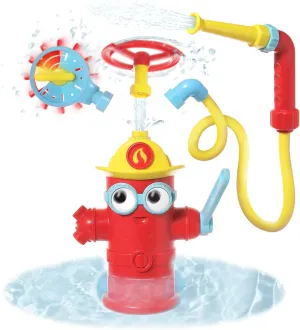 Yookidoo Fire Hydrant Bath Toy - Baby Bathtime Toy with Fire Hose and Three Spray Accessories - Spinning Gear and Googly Eyes for Bath Time Sensory Development