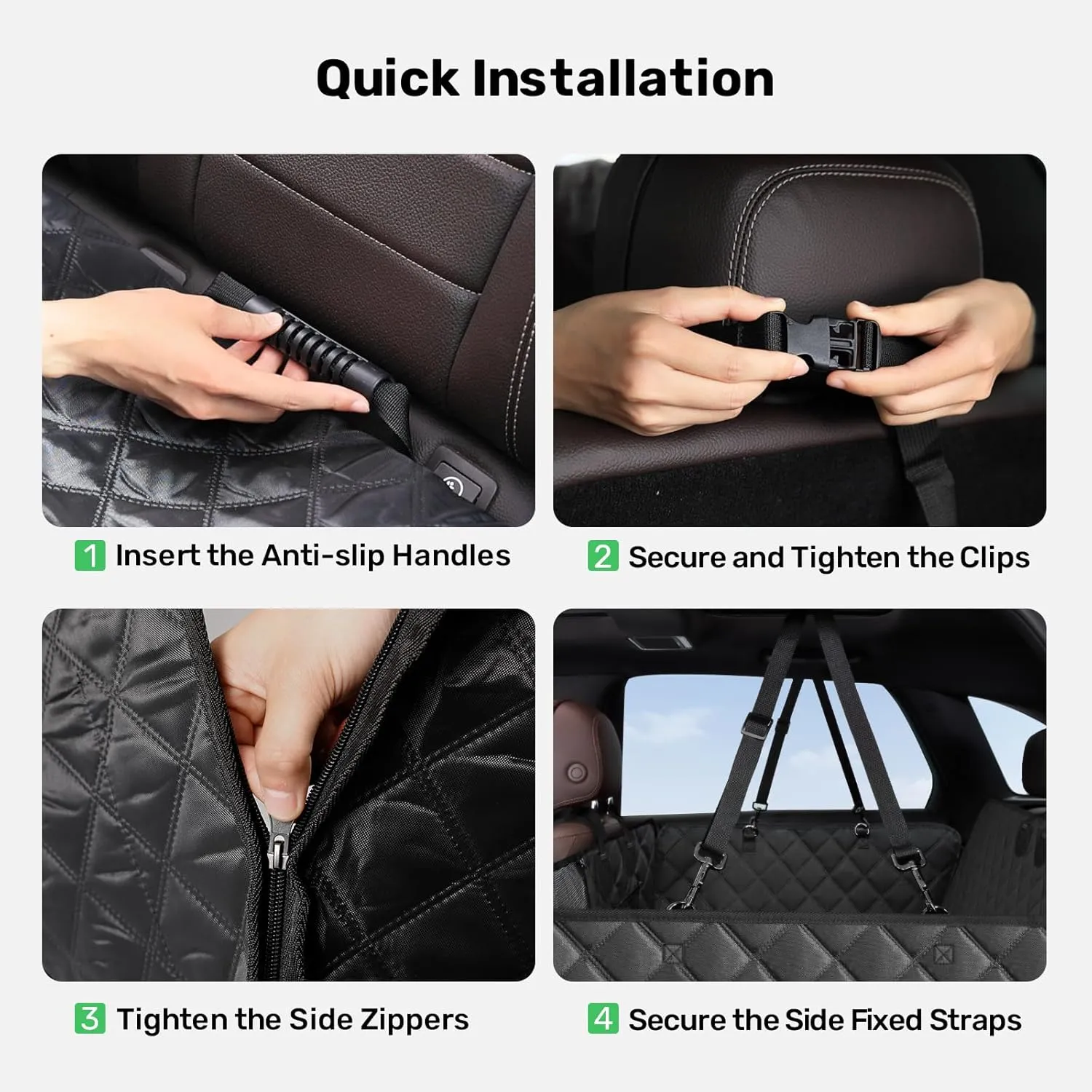 Zanch 2025 Upgraded Dog Car Seat Cover, 400 lbs Heavy Duty Hard Bottom, Waterproof & Anti-Scratch Back Seat Protector, Nonslip Pet Hammock Extender for Cars, SUV, Trucks, Standard-Orange