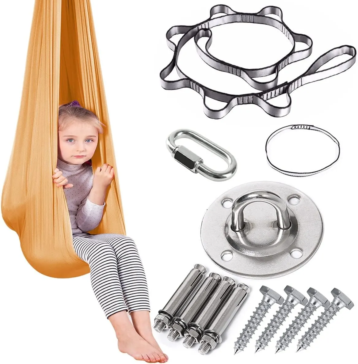 ZCYBHD Breathable Mesh Hammock with Load-Bearing 200kg Indoor Physical Swing Active Aerial Yoga Swing for Kids and Adult with Special Needs Sensory Integration
