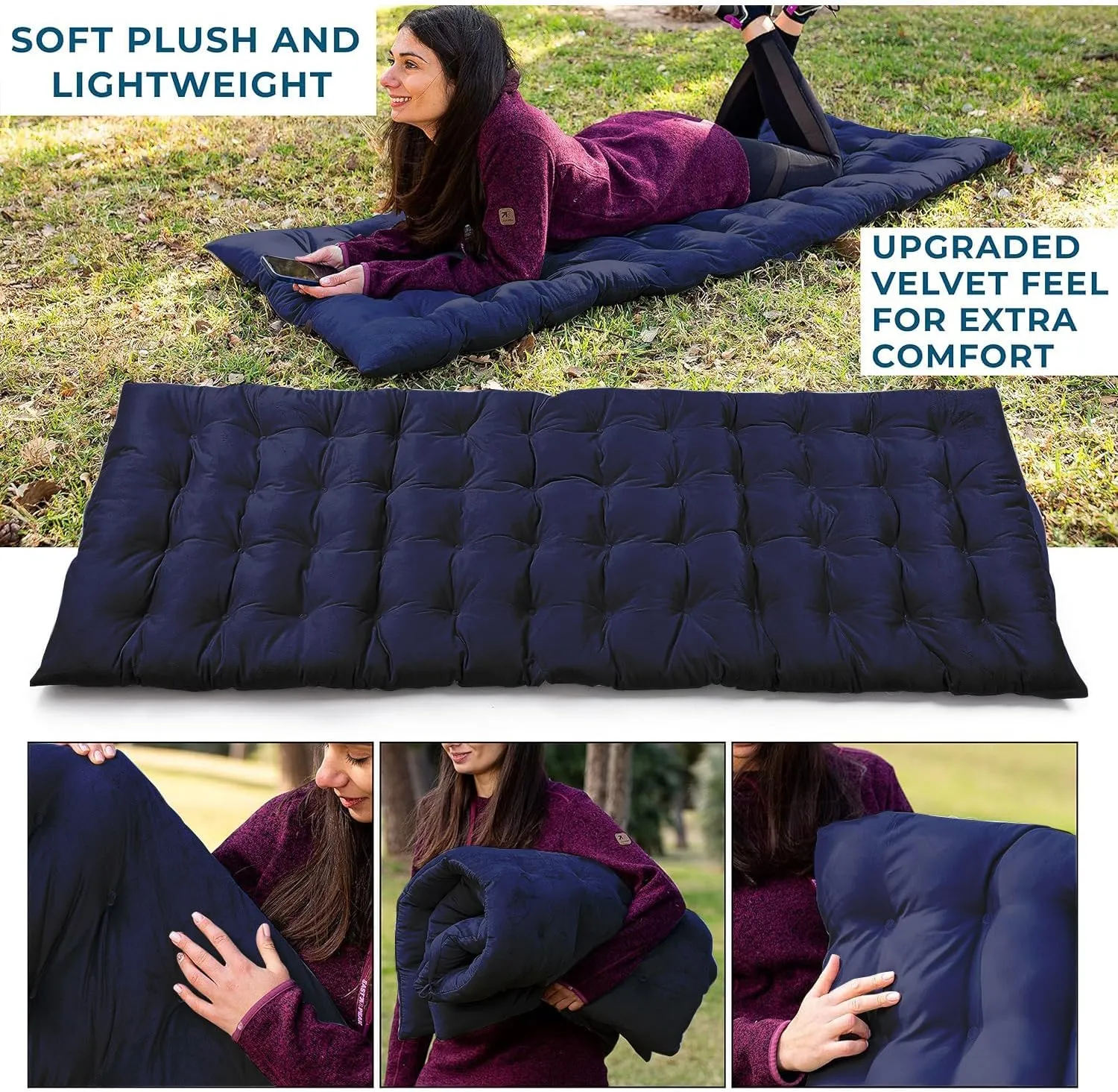 Zento Camping Cot Mattress Foam Pad for Adults – Thick Soft Ultra Comfort Sleeping Pad for Traveling Hiking Outdoor or Indoor Use – Lightweight Easy to Carry Foldable Waterproof Adult Cot Mattress