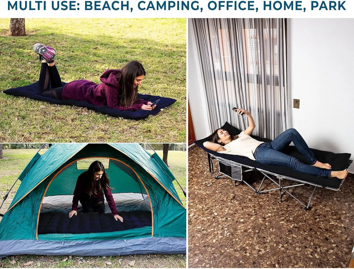 Zento Camping Cot Mattress Foam Pad for Adults – Thick Soft Ultra Comfort Sleeping Pad for Traveling Hiking Outdoor or Indoor Use – Lightweight Easy to Carry Foldable Waterproof Adult Cot Mattress