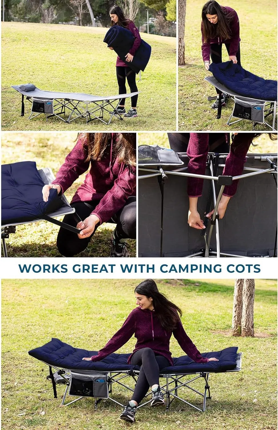 Zento Camping Cot Mattress Foam Pad for Adults – Thick Soft Ultra Comfort Sleeping Pad for Traveling Hiking Outdoor or Indoor Use – Lightweight Easy to Carry Foldable Waterproof Adult Cot Mattress