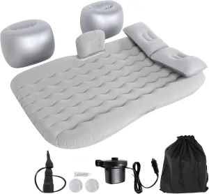 Zerone SUV Air Mattress Soft Flocking PVC Inflatable Car Air Mattress Ripple Design Portable Inflatable Car Mattress for Various Car, SUVs, MPVs etc. (Gray)