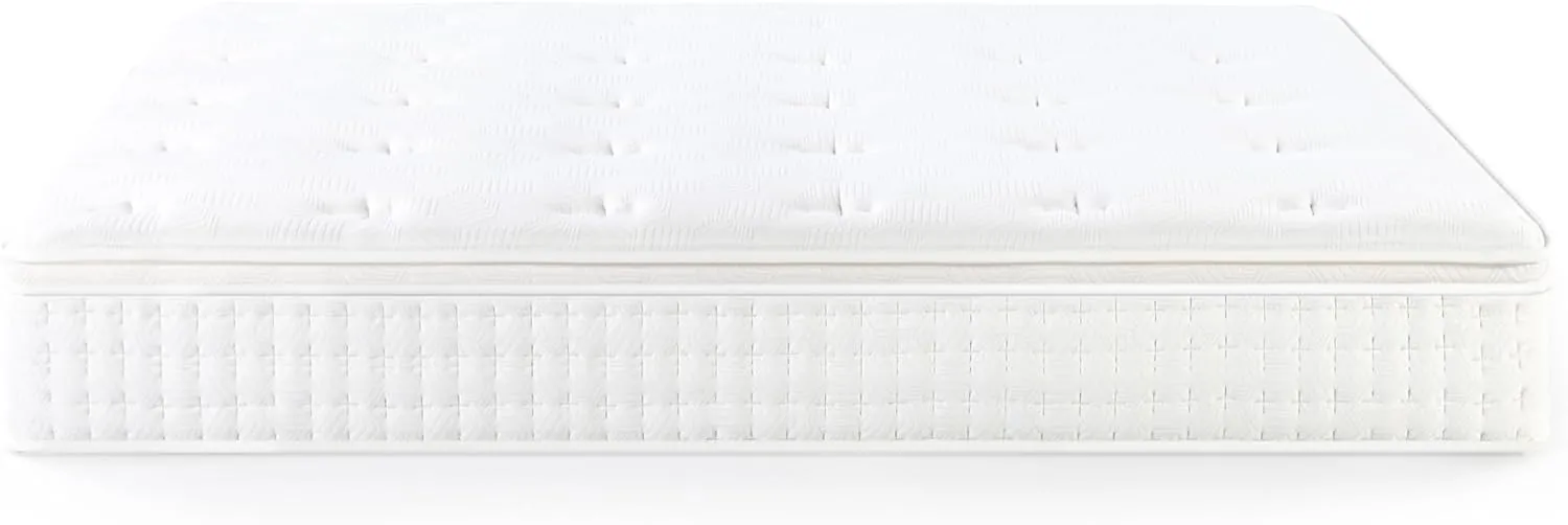 ZINUS 12 Inch Euro Top Pocket Spring Hybrid Mattress, Queen, Pressure Relief, Pocket Innersprings for Motion Isolation, Mattress in A Box