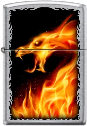 Zippo Lighter-Fire Dragon Street Chrome Windproof Lighter #Z5529