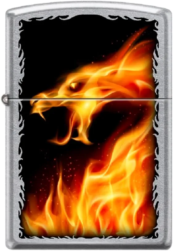 Zippo Lighter-Fire Dragon Street Chrome Windproof Lighter #Z5529