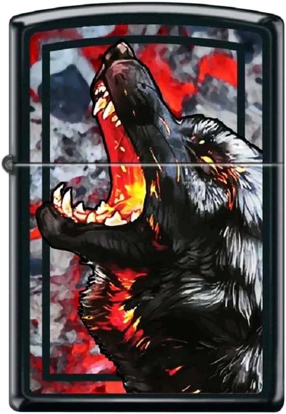 Zippo Lighter- Wolf Design Windproof Lighter Fire Wolf #Z6000