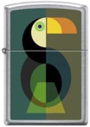 Zippo Rick Rietveld Toucan Art Lighter, Street Chrome Finish – Geometric Wildlife Design, Windproof & Refillable