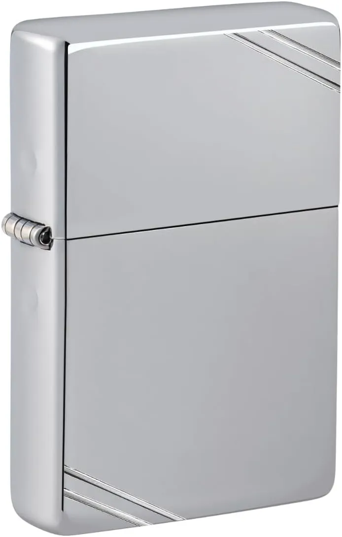 Zippo Vintage High Polish Chrome with Slashes Pocket Lighter