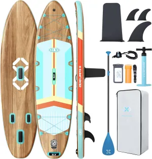 ZLX 11'6" Extra Wide Inflatable Stand Up Paddle Board SUP, Stable Non-Slip Deck Pad, Unique Fin System and Premium iSUP Accessories - Portable Backpack & Upgraded Pump for Adults, All Skill Levels