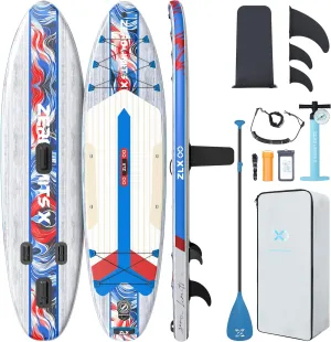 ZLX Inflatable Stand Up Paddle Board, 10'6" Extra Wide Blow Up Paddle Boards with Premium Balance Fin, Portable SUP Paddleboard for Adults, Stable Non-Slip Deck Pad for Beginner, All Skill Levels
