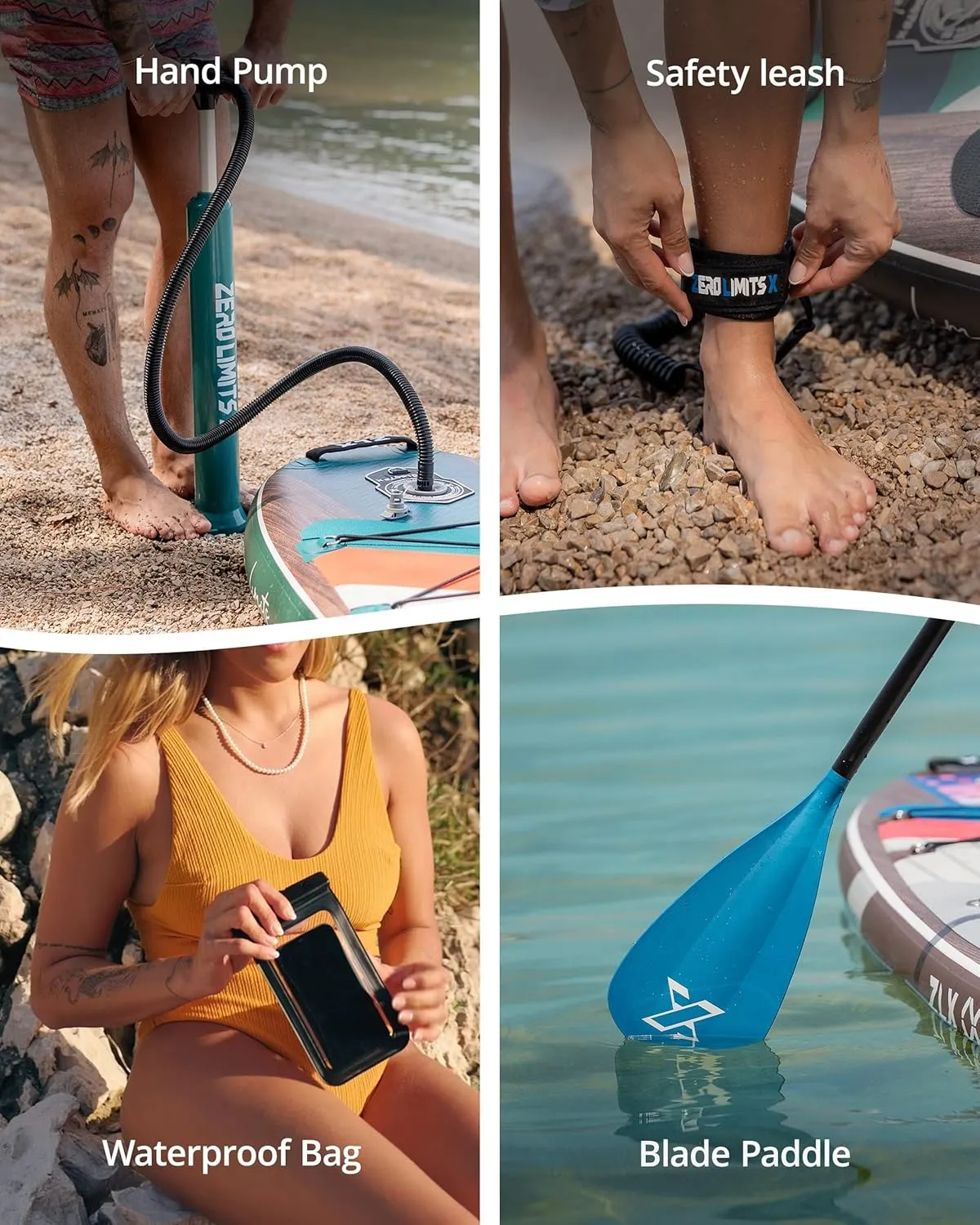 ZLX Inflatable Stand Up Paddle Board, 10'6" Extra Wide Blow Up Paddle Boards with Premium Balance Fin, Portable SUP Paddleboard for Adults, Stable Non-Slip Deck Pad for Beginner, All Skill Levels