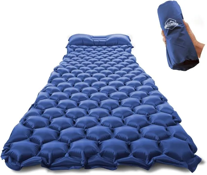 ZOOOBELIVES Ultralight Sleeping Pad with Built-in Pillow, Inflatable Camping Mattress for Backpacking, Traveling and Hiking, Compact and Portable Camp Mat
