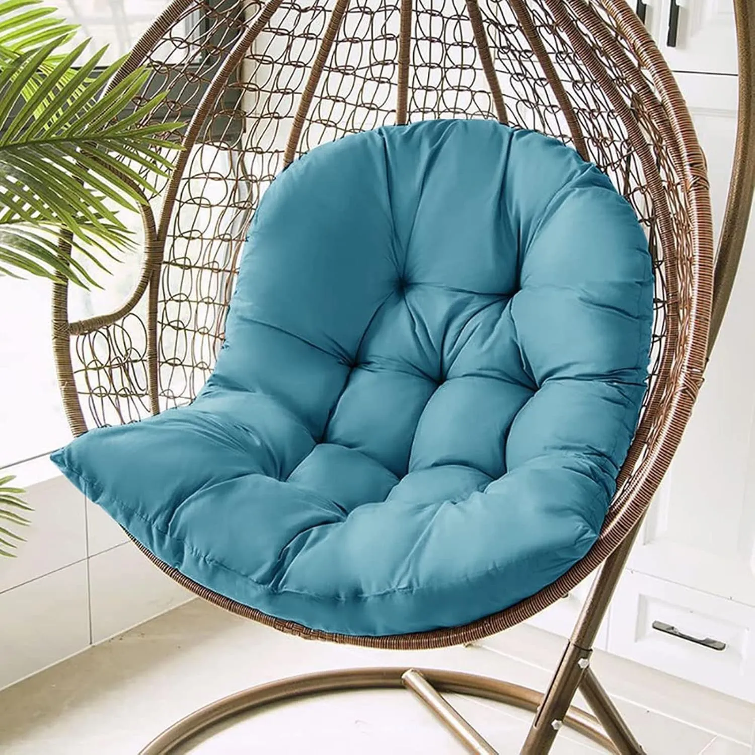 ZTGL Hanging Basket Seat Cushion, Thicken Hanging Egg Chair Cushion, Waterproof Basket Chair Cushion for Patio Garden, Outdoor Basket Egg Chair Seat Pads Back Cushion,Navy Blue