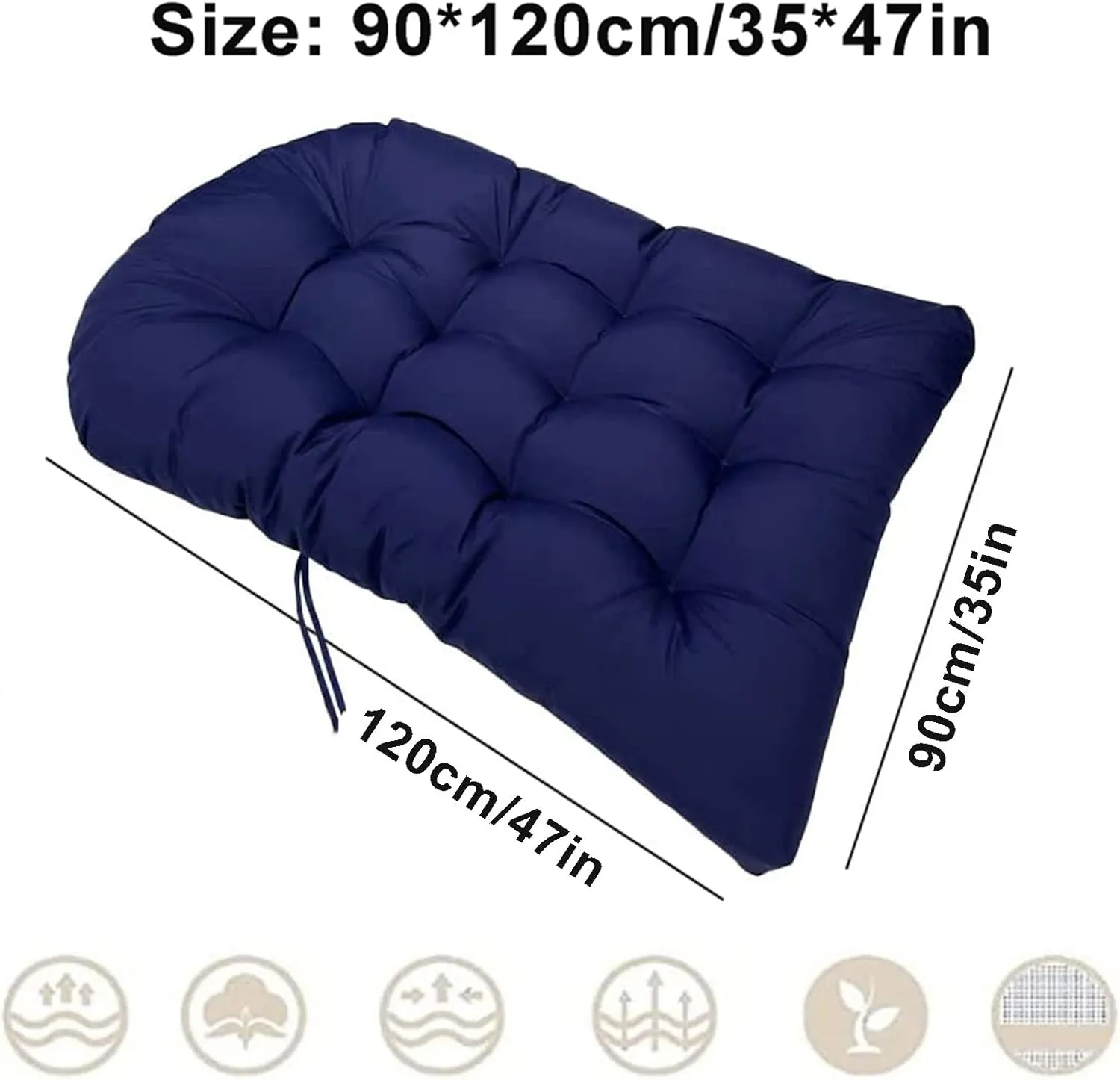ZTGL Hanging Basket Seat Cushion, Thicken Hanging Egg Chair Cushion, Waterproof Basket Chair Cushion for Patio Garden, Outdoor Basket Egg Chair Seat Pads Back Cushion,Navy Blue